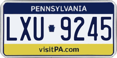 PA license plate LXU9245