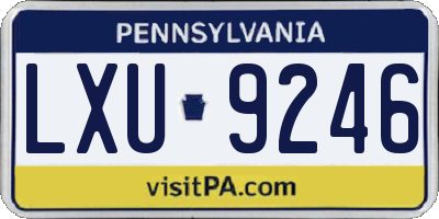 PA license plate LXU9246