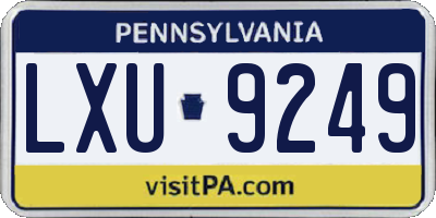 PA license plate LXU9249