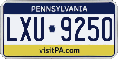 PA license plate LXU9250