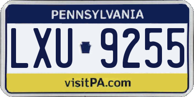 PA license plate LXU9255