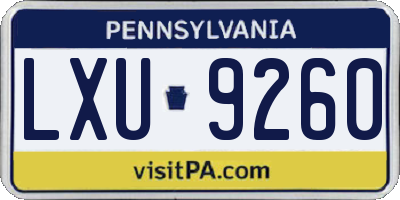 PA license plate LXU9260