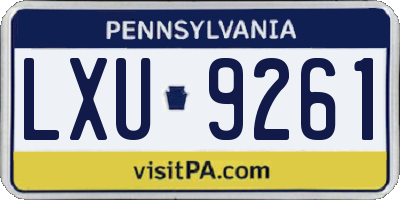 PA license plate LXU9261