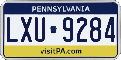 PA license plate LXU9284