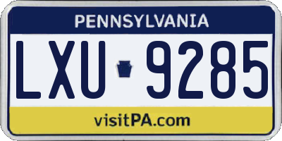 PA license plate LXU9285