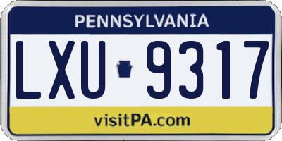 PA license plate LXU9317