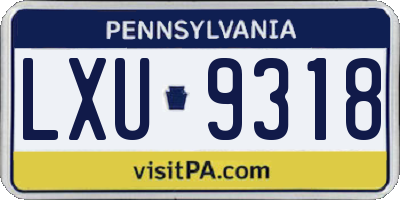 PA license plate LXU9318