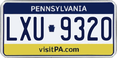 PA license plate LXU9320