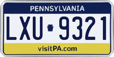 PA license plate LXU9321