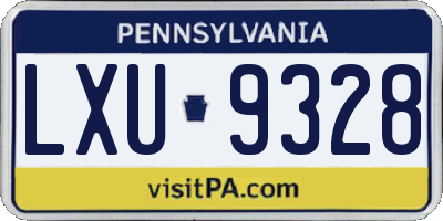 PA license plate LXU9328