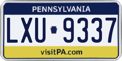 PA license plate LXU9337