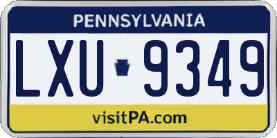 PA license plate LXU9349