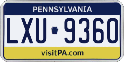 PA license plate LXU9360