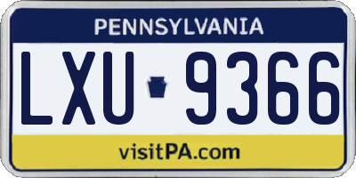 PA license plate LXU9366