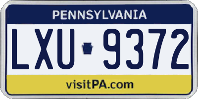 PA license plate LXU9372