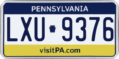 PA license plate LXU9376