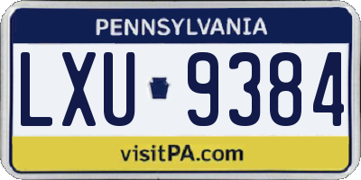 PA license plate LXU9384