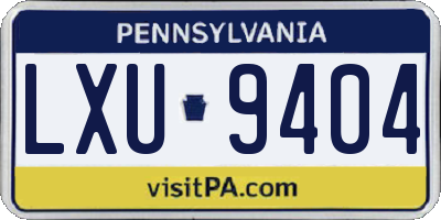 PA license plate LXU9404