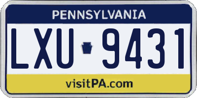 PA license plate LXU9431