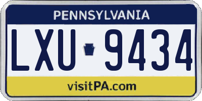 PA license plate LXU9434