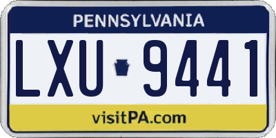 PA license plate LXU9441