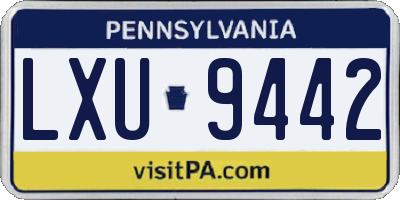 PA license plate LXU9442