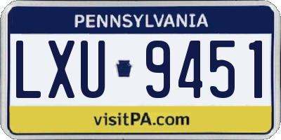 PA license plate LXU9451