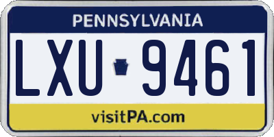 PA license plate LXU9461