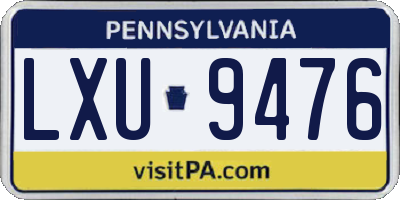 PA license plate LXU9476