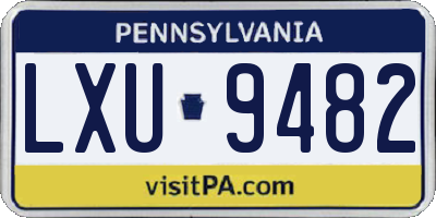PA license plate LXU9482
