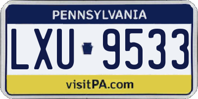 PA license plate LXU9533