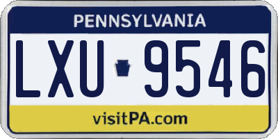 PA license plate LXU9546