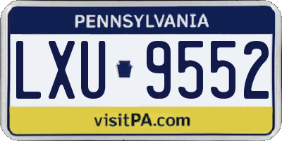 PA license plate LXU9552