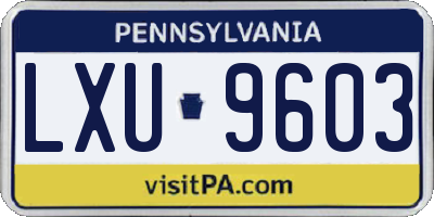 PA license plate LXU9603