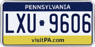 PA license plate LXU9606