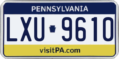 PA license plate LXU9610