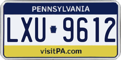 PA license plate LXU9612