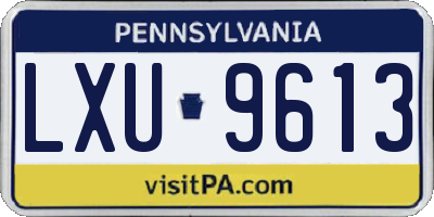 PA license plate LXU9613