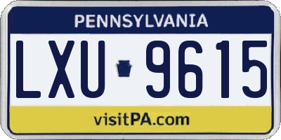 PA license plate LXU9615