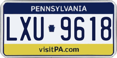 PA license plate LXU9618