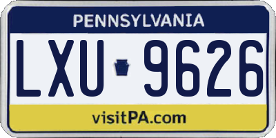 PA license plate LXU9626