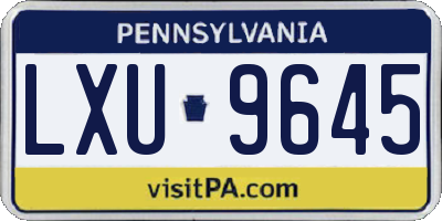 PA license plate LXU9645