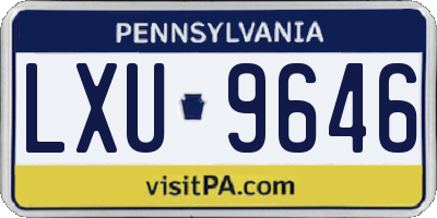 PA license plate LXU9646