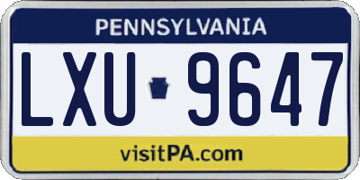 PA license plate LXU9647