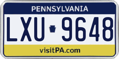 PA license plate LXU9648