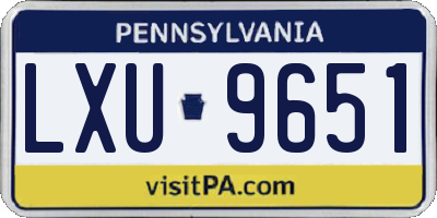 PA license plate LXU9651