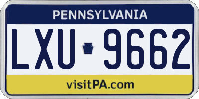 PA license plate LXU9662