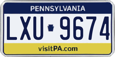 PA license plate LXU9674