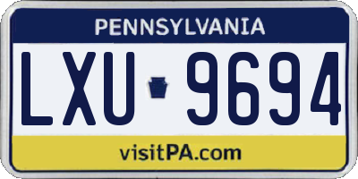 PA license plate LXU9694