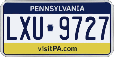 PA license plate LXU9727